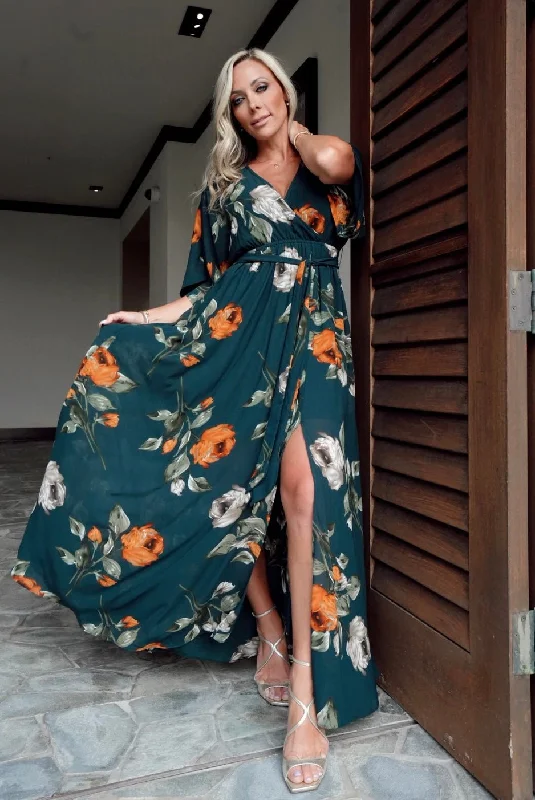 Casual Shopping Casual Shopping Kia Kimono Maxi Dress | Deep Topaz Floral