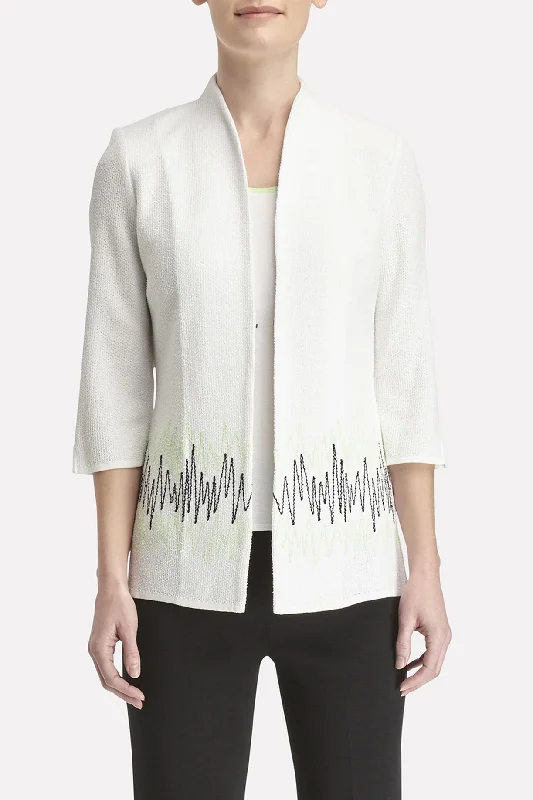 Casual Cartoon Style Casual Cartoon Style Zig-Zag Embroidered Knit Jacket