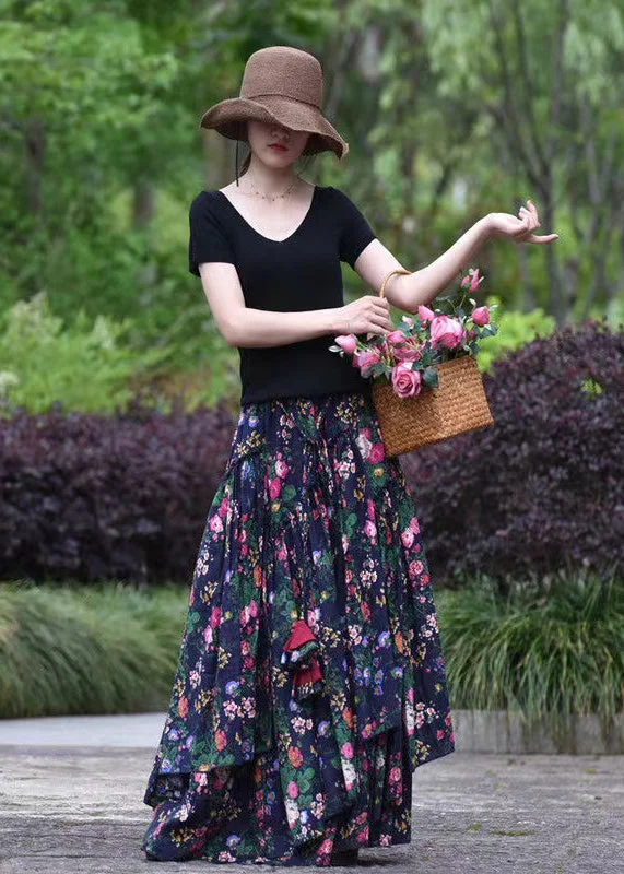 Chic Street Look Trends Chic Street Look Trends Bohemian Navy Asymmetrical Print Exra Large Hem Cotton Skirts Spring Chic Street Look Trends Chic Street Look Trends Bohemian Navy Asymmetrical Print Exra Large Hem Cotton Skirts Spring