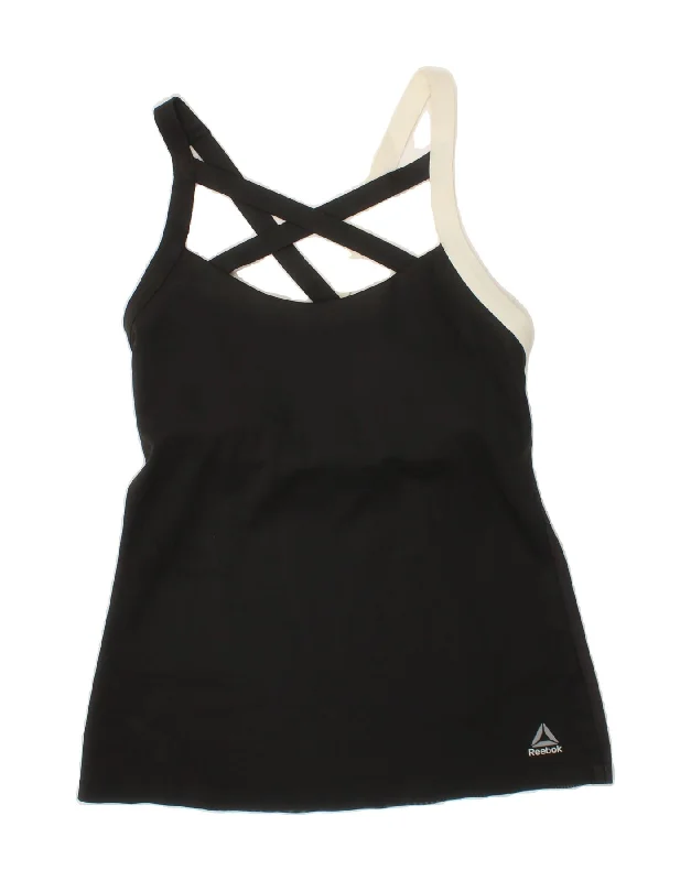 Simple Fresh Feeling Simple Fresh Feeling REEBOK Womens Sport Bra Top UK 8/10 Small Black Polyester