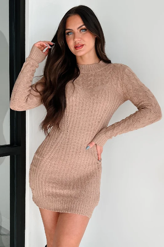 Simple Daily Wear Simple Daily Wear Gimme A Clue Sweater Dress (Camel)