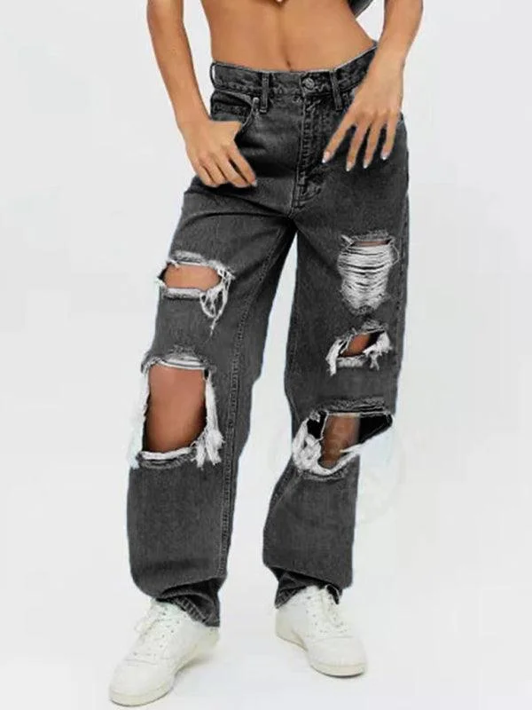 Leisure Time Leisure Time Women Ripped Baggy Jeans