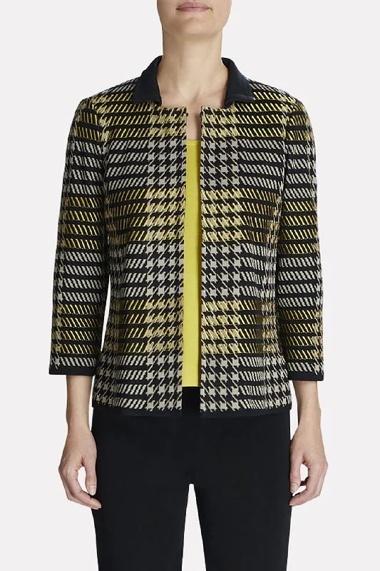 Elegant Wool Coat Elegant Wool Coat Houndstooth Lapel Jacket