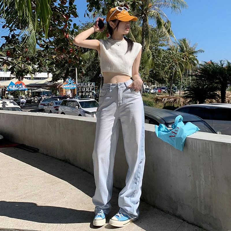 Personalized Denim Style Personalized Denim Style Women's High Waisted Loose Draped Wide Leg Jeans