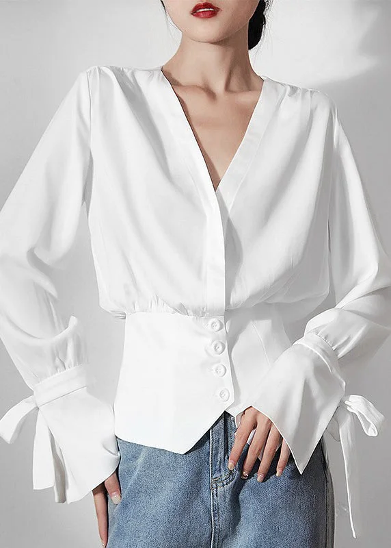Personalized Printing Design Personalized Printing Design Original Design White V Neck Tunic Cotton Shirts Long Sleeve Personalized Printing Design Personalized Printing Design Original Design White V Neck Tunic Cotton Shirts Long Sleeve