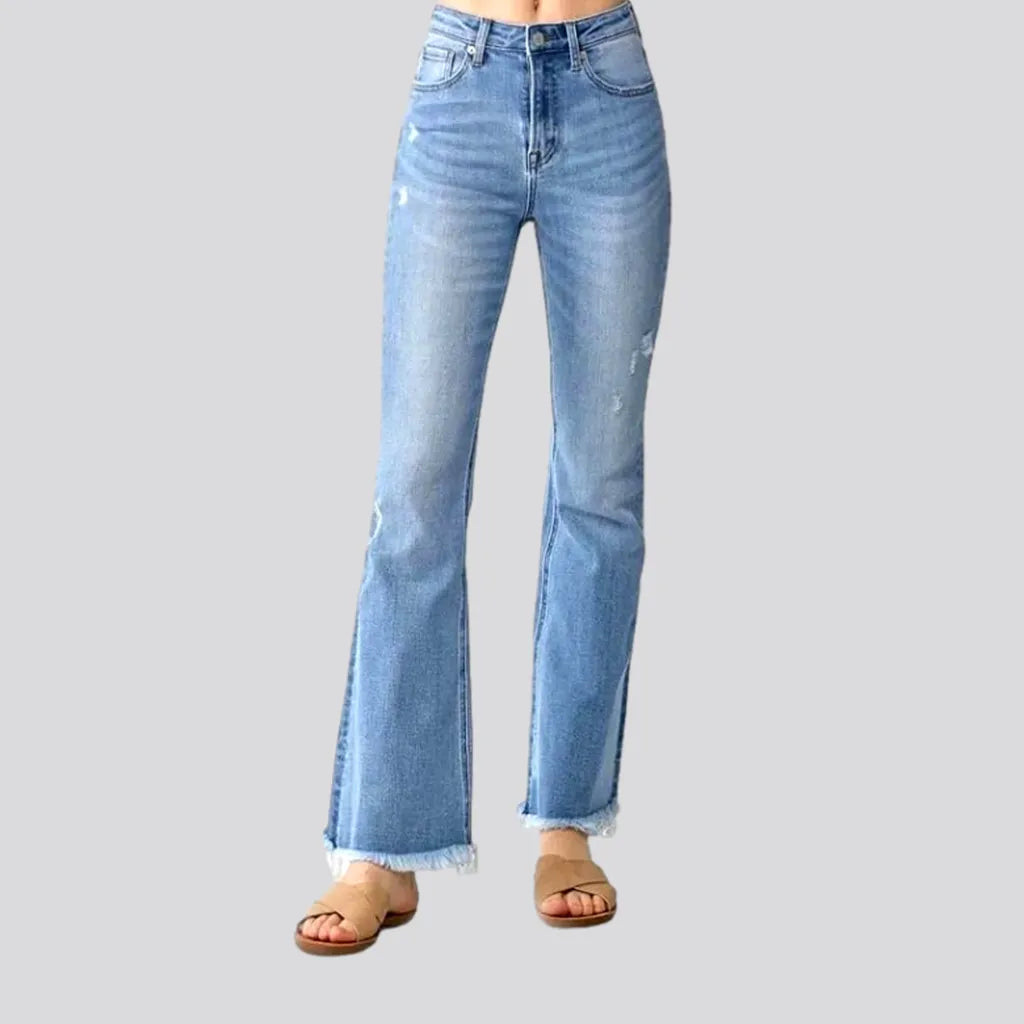 Romantic Pleated Skirt Romantic Pleated Skirt Frayed-hem bootcut jeans
 for women