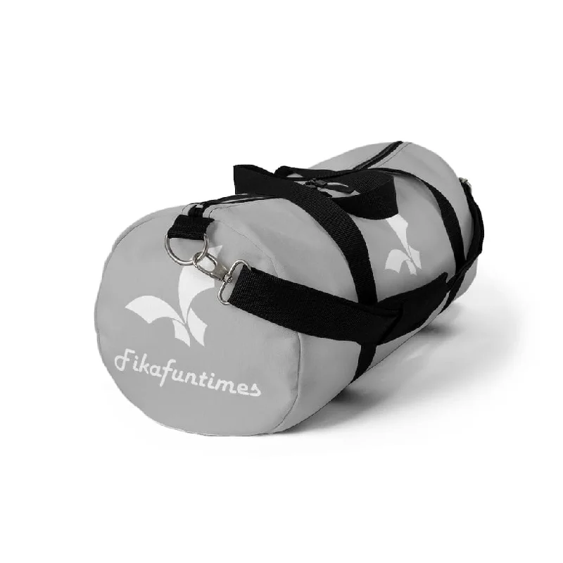 Elegant High Waist Style Elegant High Waist Style Lightweight Fikafuntimes White Logo Print Duffel Bag