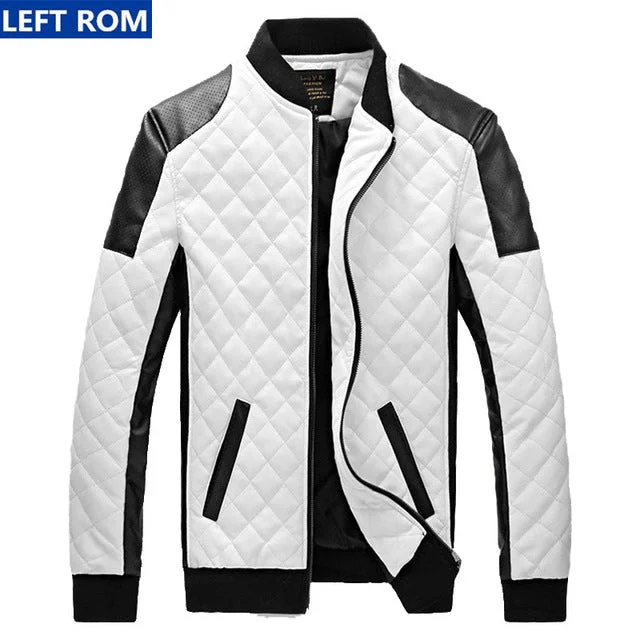 Personalized Street Style Personalized Street Style 2017 New Design Men's Jacket Winter&Autumn PU Leather Black&White Fashion Slim Plaid Jacket For LEFT ROM Man coat male clothes Personalized Street Style Personalized Street Style 2017 New Design Men's Jacket Winter&Autumn PU Leather Black&White Fashion Slim Plaid Jacket For LEFT ROM Man coat male clothes