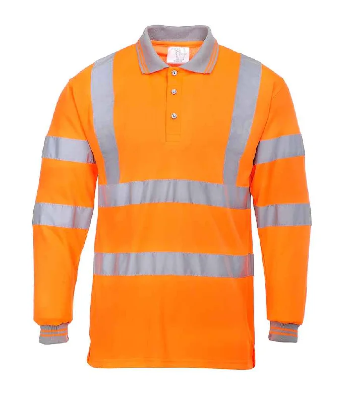 Casual Print Design Casual Print Design Portwest Hi-Vis Long Sleeve Polo Shirt | Orange Casual Print Design Casual Print Design Portwest Hi-Vis Long Sleeve Polo Shirt | Orange