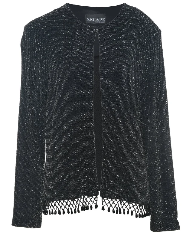 Elegant Lace Style Elegant Lace Style Lurex Thread Pattern 1980s Evening Jacket - L