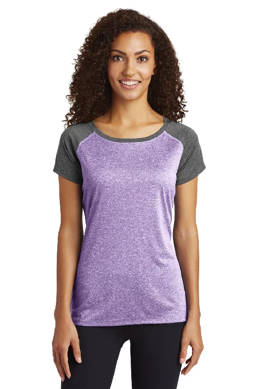 Elegant Small Dress Elegant Small Dress Sport-Tek Womens Contender Heather Moisture Wicking Short Sleeve Wide Neck T-Shirt - Heather Purple/Heather Graphite Grey - Closeout