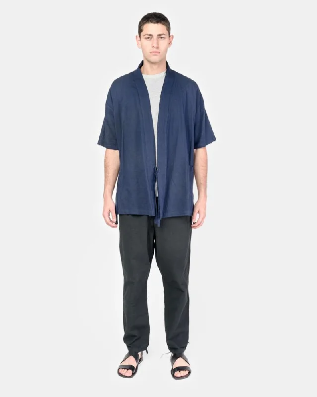 Simple Fresh Feeling Simple Fresh Feeling Onsen Cardigan in Indigo-Dyed Panama Cloth