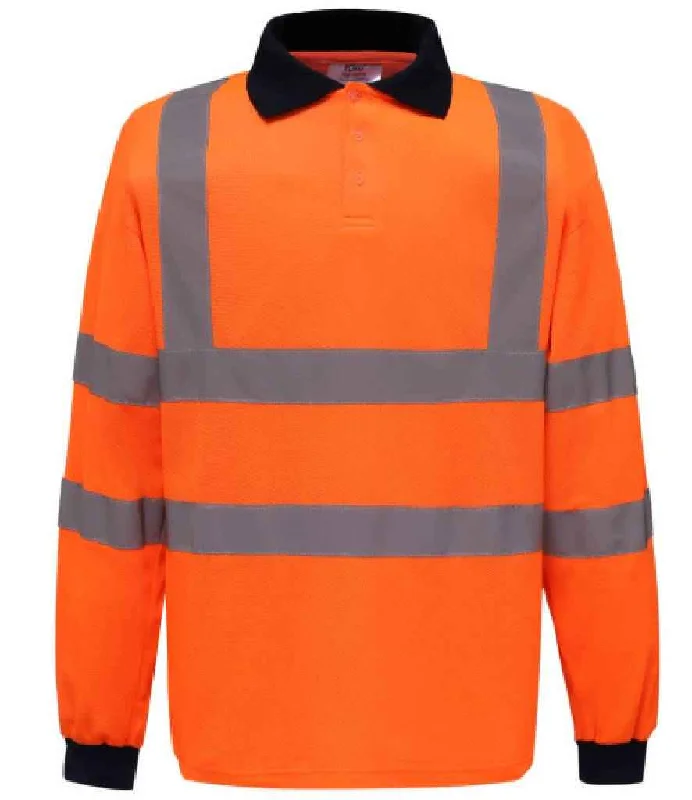 Casual Version Casual Version Yoko Hi-Vis Long Sleeve Polo Shirt | Orange