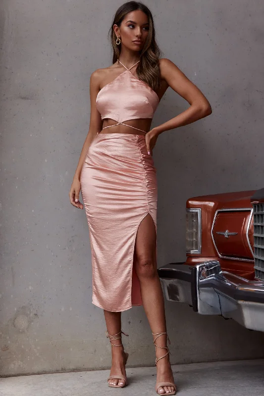 Romantic Pastoral Style Romantic Pastoral Style Found My Paradise Ruched Midi Skirt Apricot Romantic Pastoral Style Romantic Pastoral Style Found My Paradise Ruched Midi Skirt Apricot