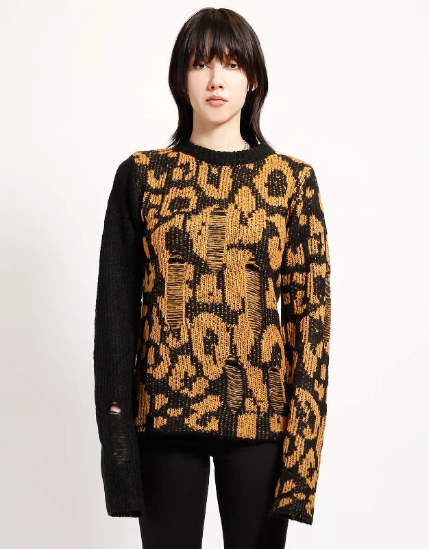 Romantic Skirt Design Romantic Skirt Design RAG SWEATER LEOPARD