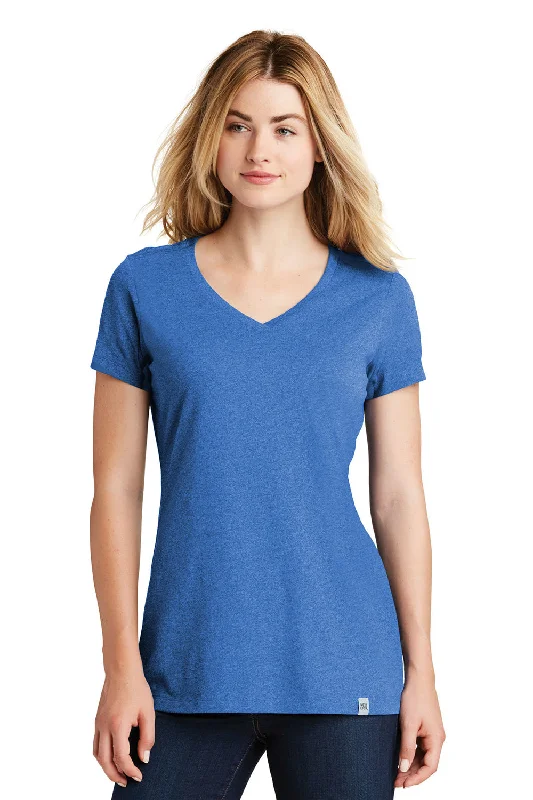 Elegant Slim Style Elegant Slim Style New Era Womens Heritage Short Sleeve V-Neck T-Shirt - Heather Royal Blue - Closeout