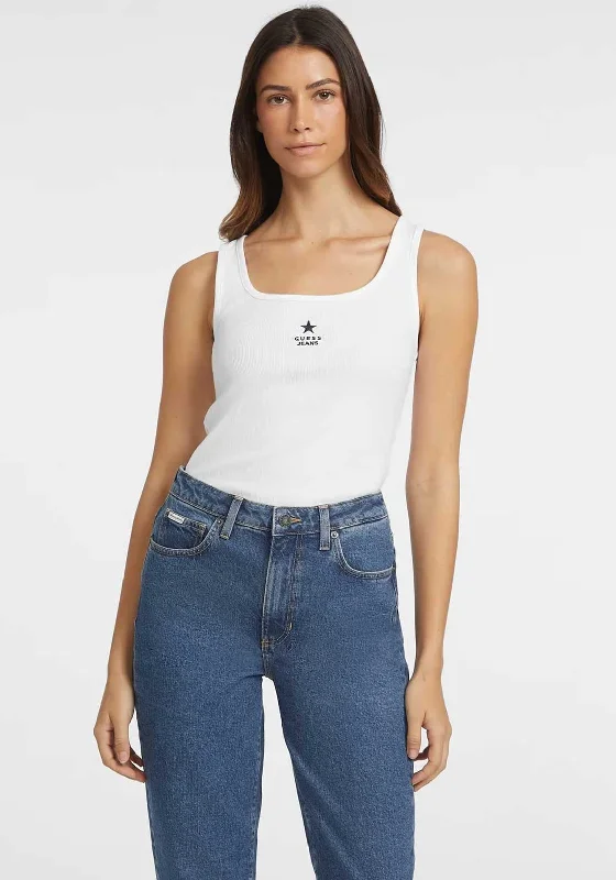 Simple Design Skirt Simple Design Skirt Guess Womens Slim Embroidered Star Tank Top, White Simple Design Skirt Simple Design Skirt Guess Womens Slim Embroidered Star Tank Top, White
