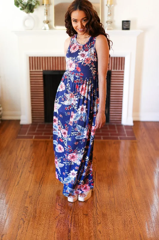 Romantic Off-Shoulder Style Romantic Off-Shoulder Style Navy Floral Fit and Flare Sleeveless Maxi Dress Romantic Off-Shoulder Style Romantic Off-Shoulder Style Navy Floral Fit and Flare Sleeveless Maxi Dress