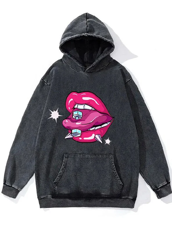 Chic Style Chic Style Dumbbell lip nails WASHED GYM HOODIE