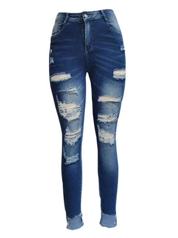 Casual Classic Design Casual Classic Design Women Distressed Skinny Jeans - Lined