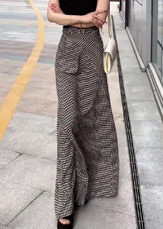 Romantic Dinner Romantic Dinner French Plaid Lace Up High Waist Cotton Maxi Skirts Summer Romantic Dinner Romantic Dinner French Plaid Lace Up High Waist Cotton Maxi Skirts Summer