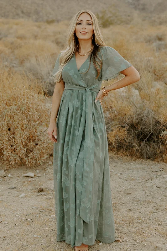 Simple Design Sense Simple Design Sense Faye Maxi Dress | Eucalyptus