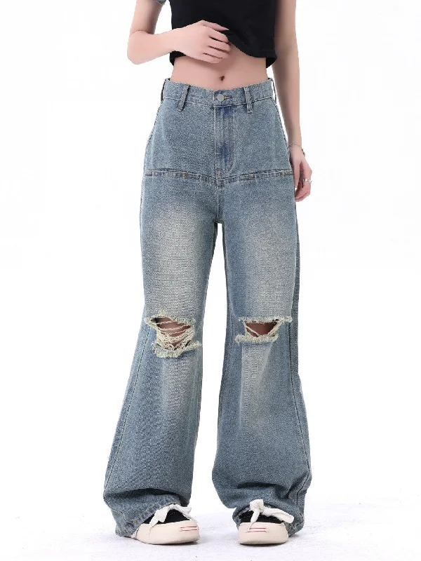 Elegant Interpretation Design Elegant Interpretation Design Men's And Women's Same Style American Make Old Ripped Straight Casual Jeans Elegant Interpretation Design Elegant Interpretation Design Men's And Women's Same Style American Make Old Ripped Straight Casual Jeans