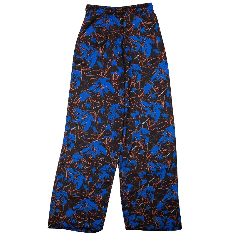 Elegant And Generous Elegant And Generous Black And Blue Floral Wide Pants