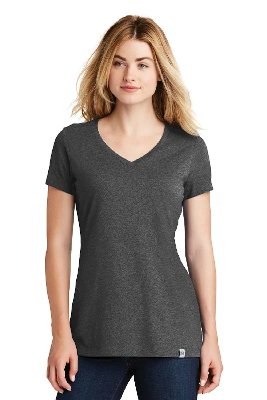 Elegant Feminine Style Elegant Feminine Style New Era Womens Heritage Short Sleeve V-Neck T-Shirt - Heather Black - Closeout