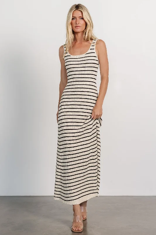 Romantic Fresh Style Romantic Fresh Style Jesse Ribbed Tank Maxi Dress | Ivory + Black Romantic Fresh Style Romantic Fresh Style Jesse Ribbed Tank Maxi Dress | Ivory + Black
