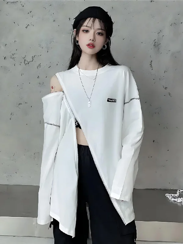 Casual Summer Style Casual Summer Style Cyberpunk Cross Zip-Up Top