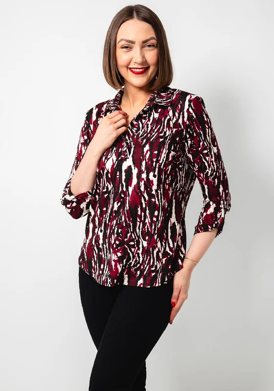 Casual Sports Suit Casual Sports Suit Leon Collection Abstract Print Jersey Blouse, Wine Casual Sports Suit Casual Sports Suit Leon Collection Abstract Print Jersey Blouse, Wine