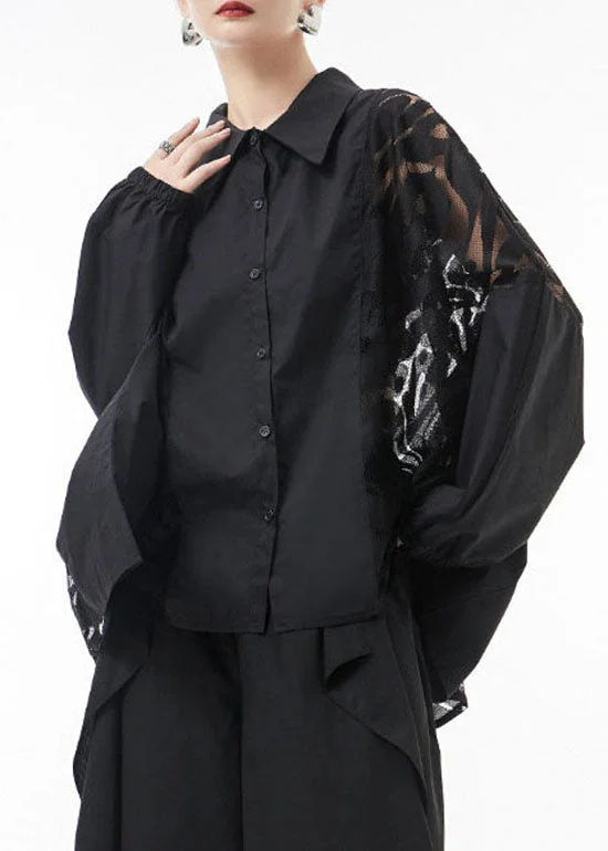 Romantic Chiffon Style Romantic Chiffon Style Plus size Black Peter Pan Collar Lace Patchwork Blouse Tops Spring Romantic Chiffon Style Romantic Chiffon Style Plus size Black Peter Pan Collar Lace Patchwork Blouse Tops Spring