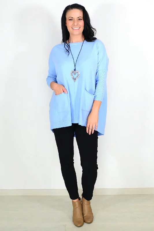 Romantic Dinner Romantic Dinner Sky Blue Winter Tunic Jumper