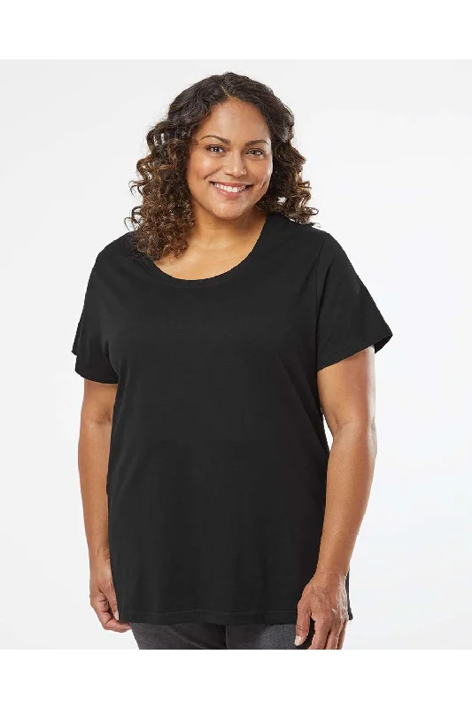 Personalized Contrast Design Personalized Contrast Design LAT Womens Curvy Collection Fine Jersey Short Sleeve Crewneck T-Shirt - Blended Black Personalized Contrast Design Personalized Contrast Design LAT Womens Curvy Collection Fine Jersey Short Sleeve Crewneck T-Shirt - Blended Black