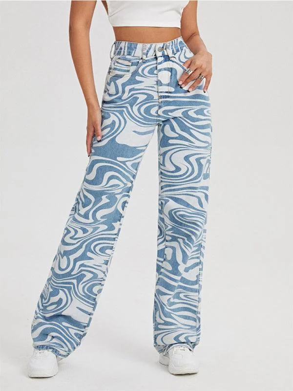 Elegant And Unique Charm Elegant And Unique Charm Women Mid-Rise Jeans - Swirl Abstract Jeans Elegant And Unique Charm Elegant And Unique Charm Women Mid-Rise Jeans - Swirl Abstract Jeans