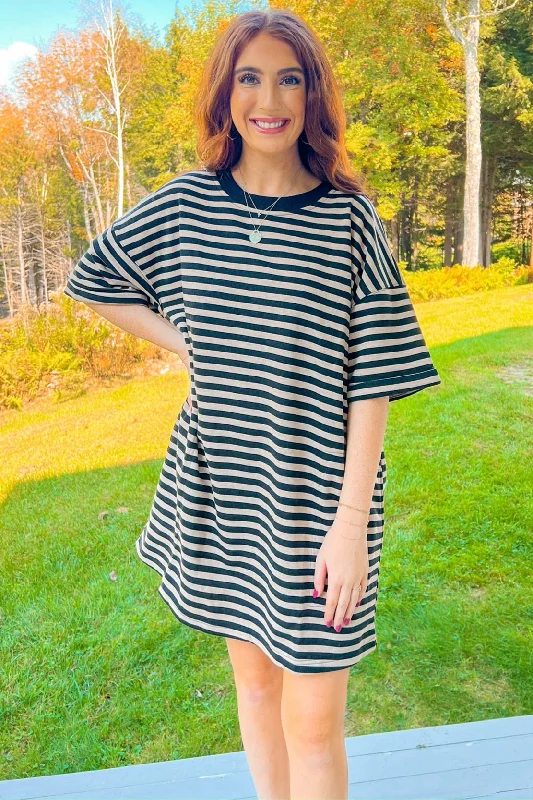 Romantic Chiffon Style Romantic Chiffon Style Stowe Away Mini Dress - Oatmeal/Black