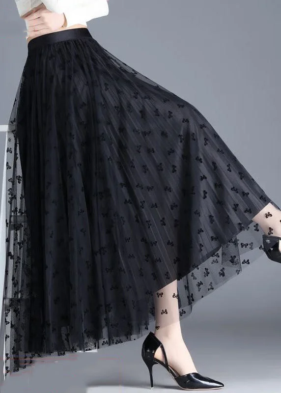 Casual Sports Style Casual Sports Style Black Butterfly Tulle A Line Skirts Wear On Both Sides Spring Casual Sports Style Casual Sports Style Black Butterfly Tulle A Line Skirts Wear On Both Sides Spring
