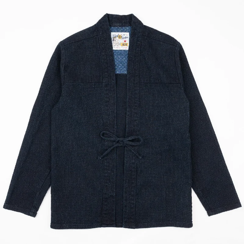 Casual Simple Style Casual Simple Style Kimono Shirt - Indigo Sashiko
