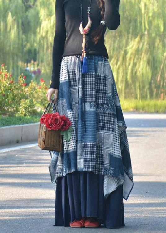 Casual And Relaxed Style Casual And Relaxed Style Organic Navy Print Wrinkled Patchwork Cotton Skirt Spring Casual And Relaxed Style Casual And Relaxed Style Organic Navy Print Wrinkled Patchwork Cotton Skirt Spring