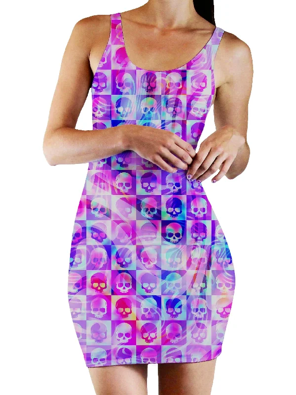 Elegant Temperament Elegant Temperament Skull Fam Pink Bodycon Mini Dress