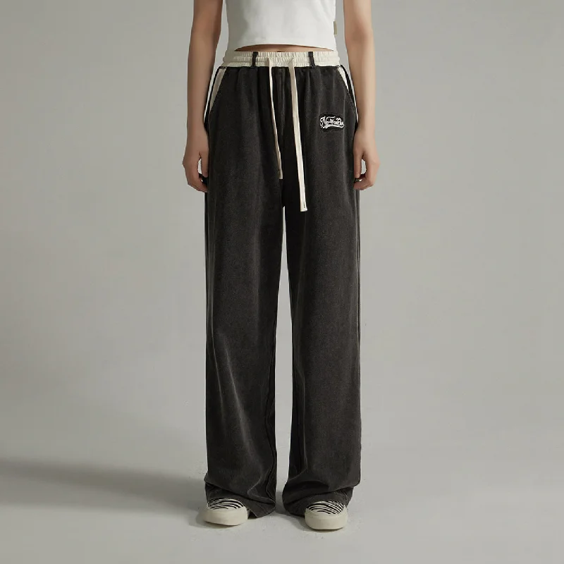 Simple Cotton Style Simple Cotton Style Waist String Wide Jogger Pants