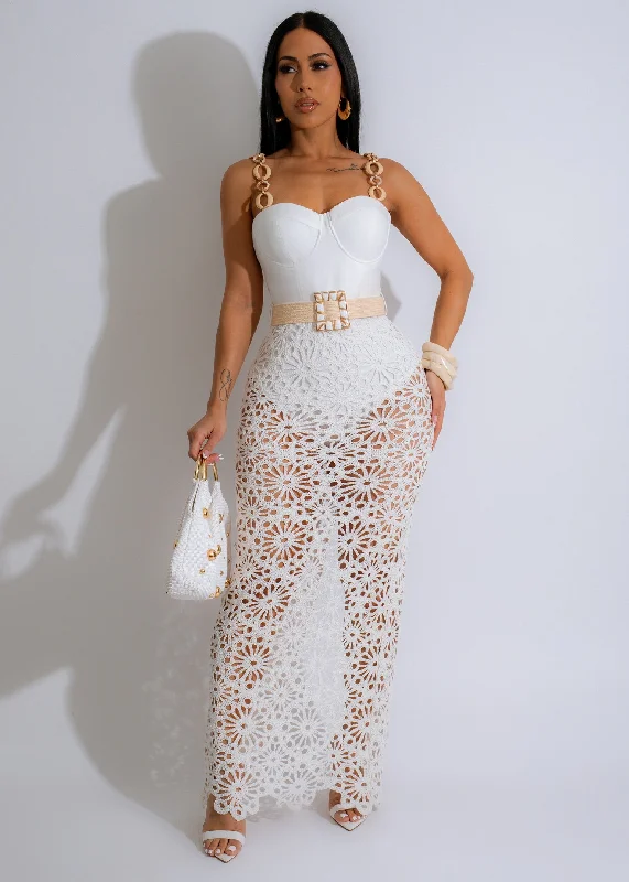 Simple Fashion Simple Fashion So Summer Crochet Maxi Dress White