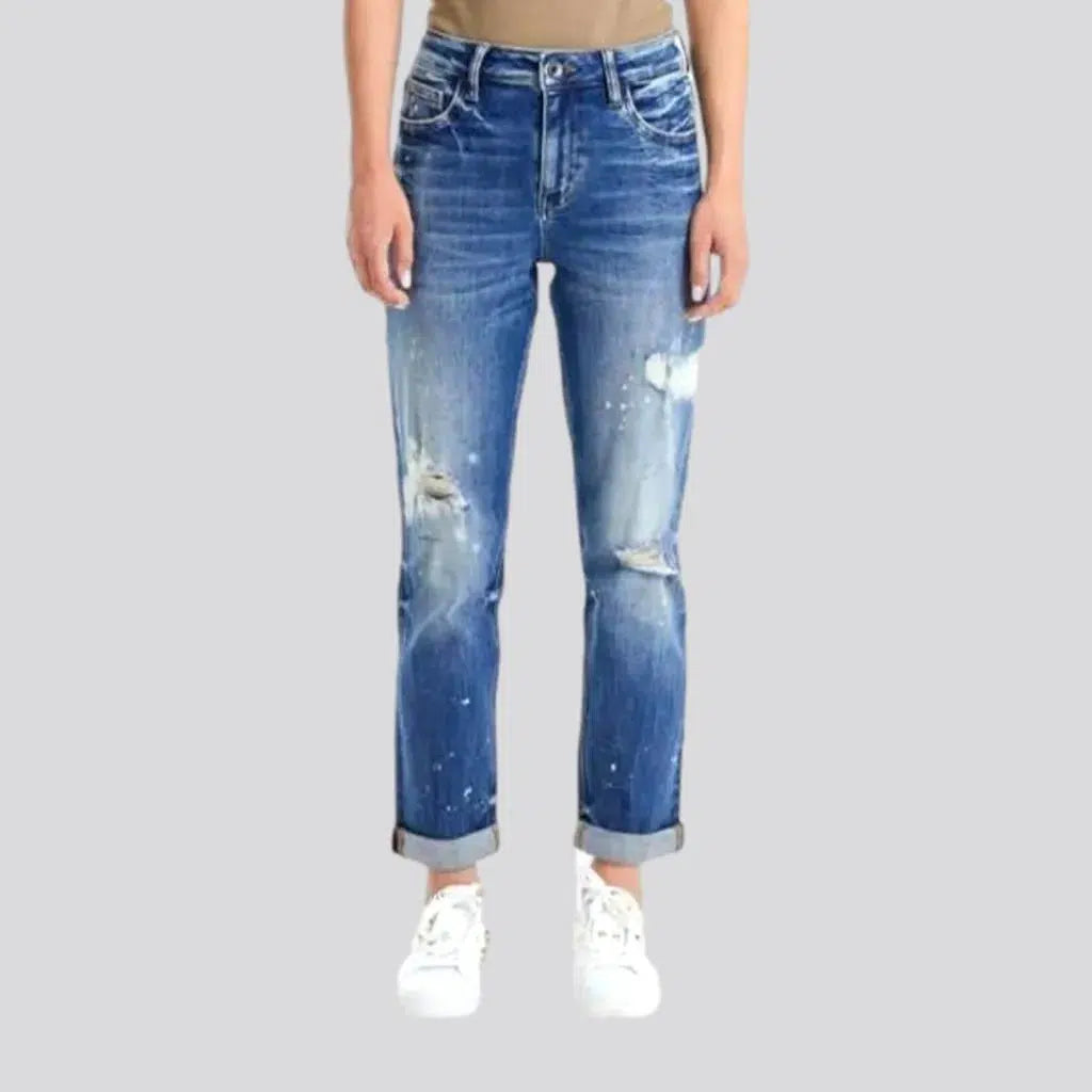 Simple Design Skirt Simple Design Skirt Highly-stretchy distressed jeans for ladies