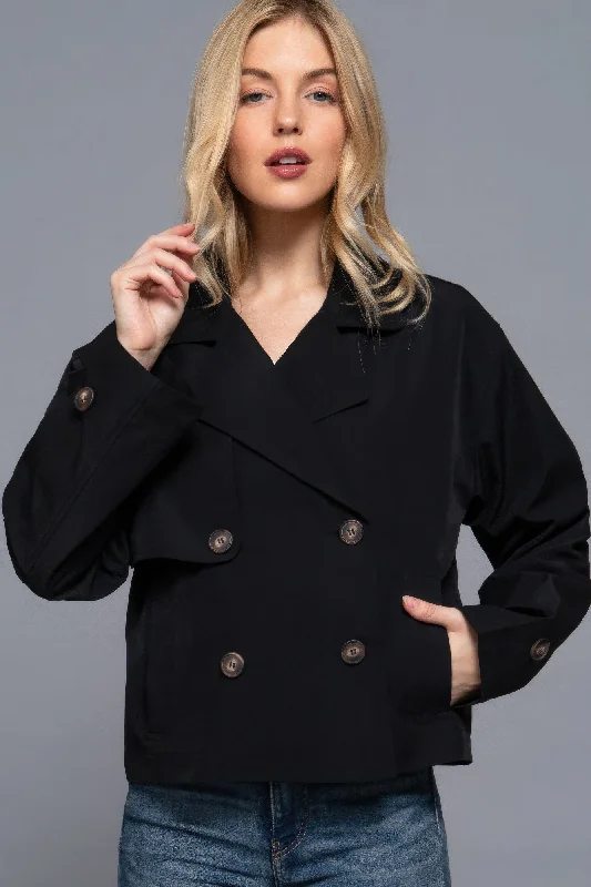 Elegant And Sweet Style Elegant And Sweet Style Double Breasted Short Trench Jacket