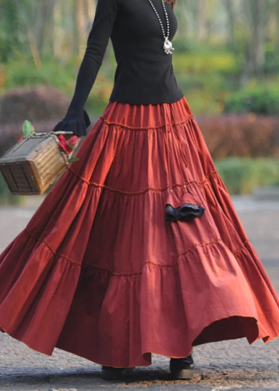Simple And Color Simple And Color Loose Brick Red Wrinkled Exra Large Hem Corduroy Skirt Spring Simple And Color Simple And Color Loose Brick Red Wrinkled Exra Large Hem Corduroy Skirt Spring