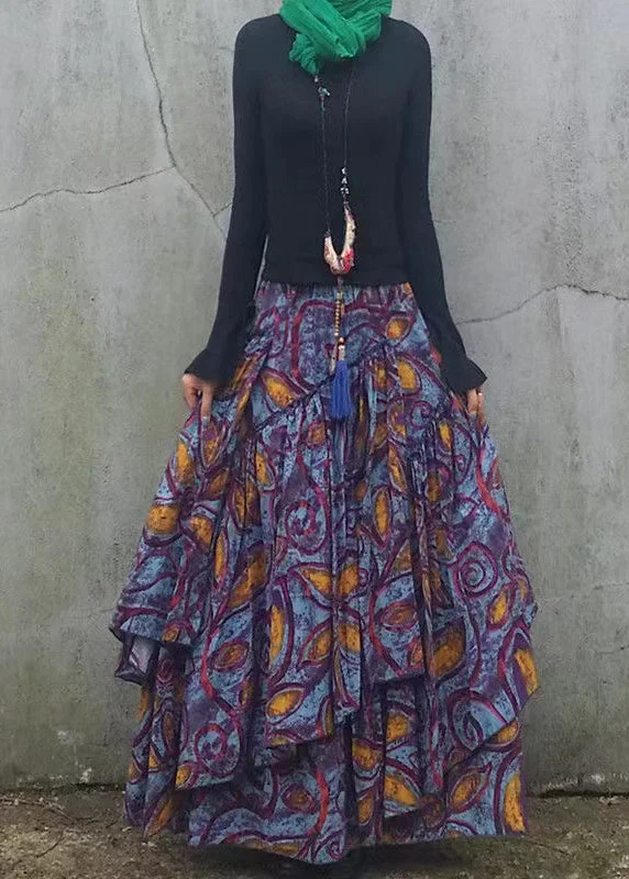 Casual Casual Style Casual Casual Style Diy Wrinkled Asymmetrical Print Patchwork Cotton Skirt Spring Casual Casual Style Casual Casual Style Diy Wrinkled Asymmetrical Print Patchwork Cotton Skirt Spring