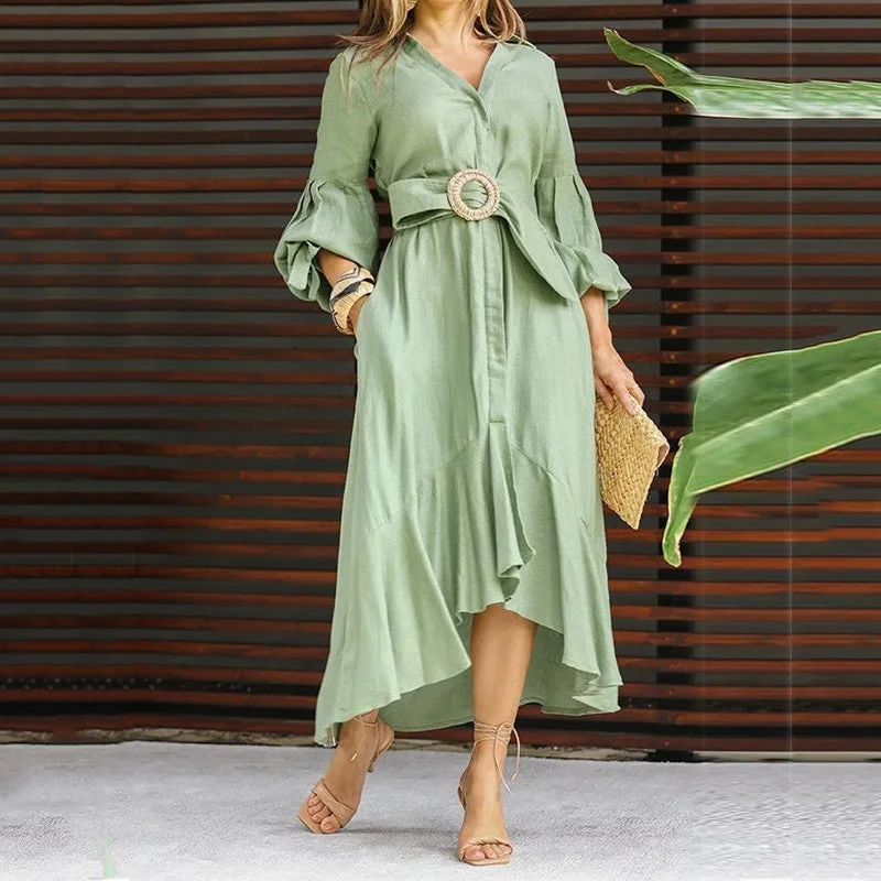 Romantic Retro Style Romantic Retro Style Fashion Long Sleeves Dresses with Pocket