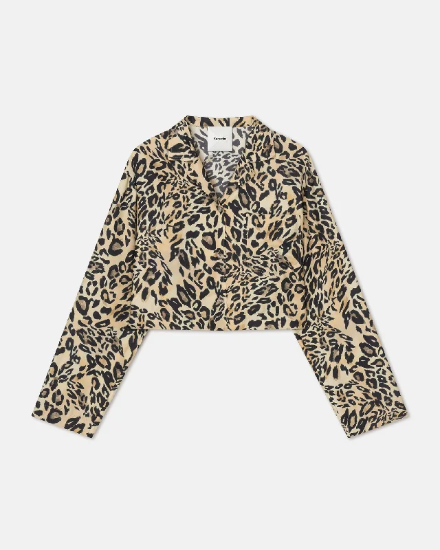Soft Vintage Streetwear Soft Vintage Streetwear Vally - Cropped Printed Twill-Silk Shirt - Leopard Soft Vintage Streetwear Soft Vintage Streetwear Vally - Cropped Printed Twill-Silk Shirt - Leopard