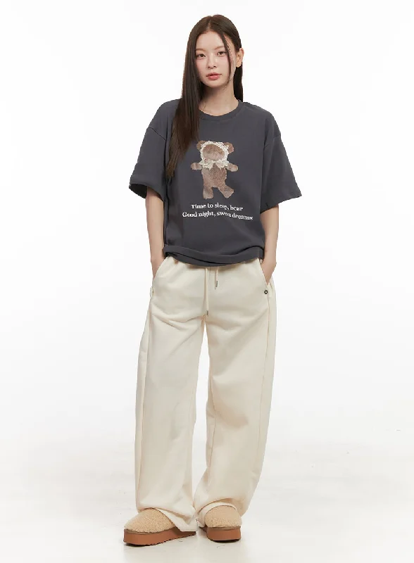 Casual Light Style Casual Light Style Chic Button Detail Sweatpants OD412